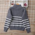 thumbnail image 3 of Otqutp Kids Boys Stripe Knit Pullover Stripe Long Sleeve Soft Warm Pullover Teens Back to School Zip-Up Sweater Size 7-16 Years, 3 of 8