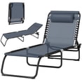 thumbnail image 3 of Outsunny Folding Beach Chair Chaise Lounge 3 Adjustable Positions, Grey, 3 of 10