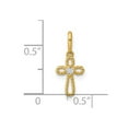 thumbnail image 2 of 7.6mm 14k Solid Yellow Gold Polished and Twisted Fancy Cubic Zirconia Religious Faith Cross Pendant Necklace Pendant for, 2 of 2