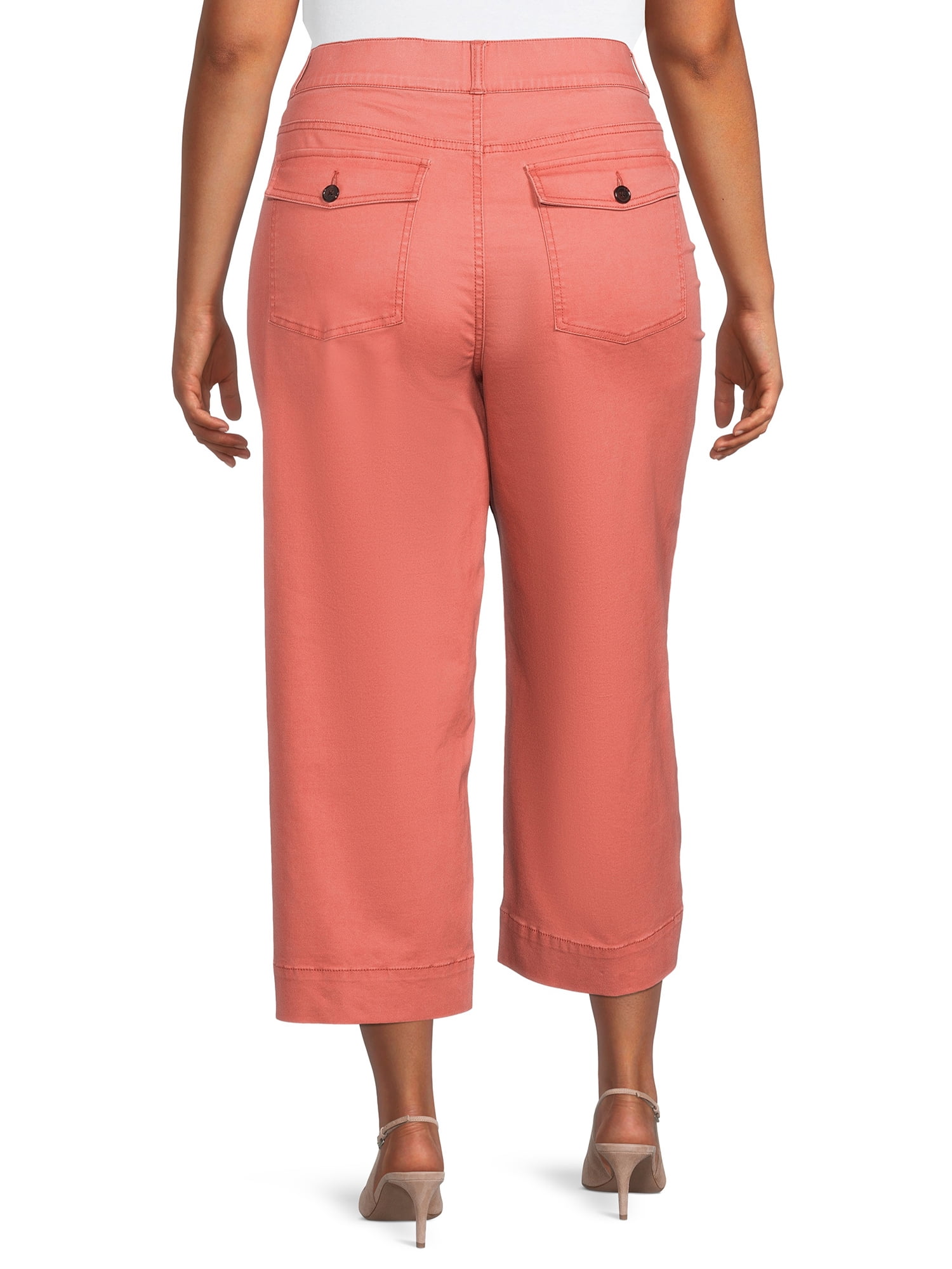 Plus Size - Crop Pull-On Wide Leg Stretch Twill Mid-Rise Pant - Torrid