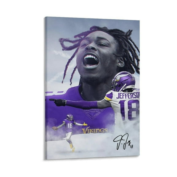 Justin Jefferson American Football Canvas Wall Art Posters For Room Aesthetic And Decor 7 Poster For Bedroom Bathroom Living Room Office Kitchen Decor