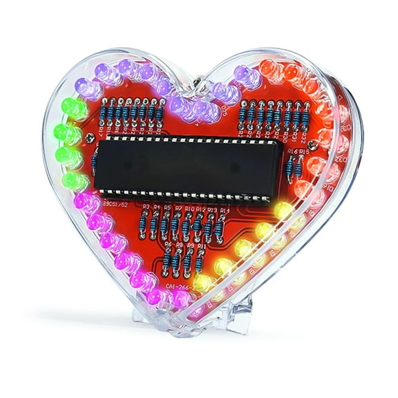 Heart Shaped LED Soldering Project Kit Includes 32 RGBs Light For Beginners