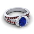 thumbnail image 3 of 2.35 Carat Oval Cut Blue Sapphire & Garnet Gemstone Stylish Ring for Birthday Gift Solid 18K White Gold Size 11 by Diamond-Capitals, 3 of 8