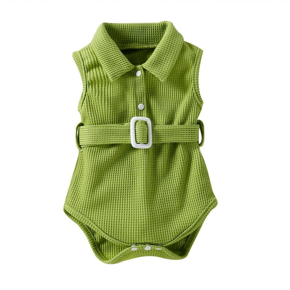 Easter Savings Clearance! Yievot Toddler Baby Girl Ribbed Romper With Belt Solid Sleeveless Casual Summer Jumpsuit Newborn Baby Girls Bodysuit Clothes Sets 0-24 Months