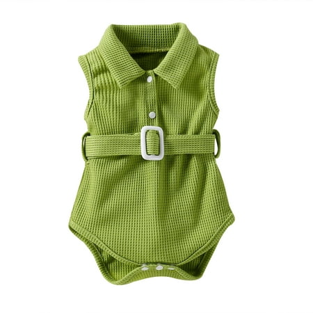 

Mikilon Toddler Baby Girl Fashion Cute Comfortable Solid Color Belt Sling Romper Jumpsuit Baby Clothes for Girls 18-24 Months Green 2023 Deal
