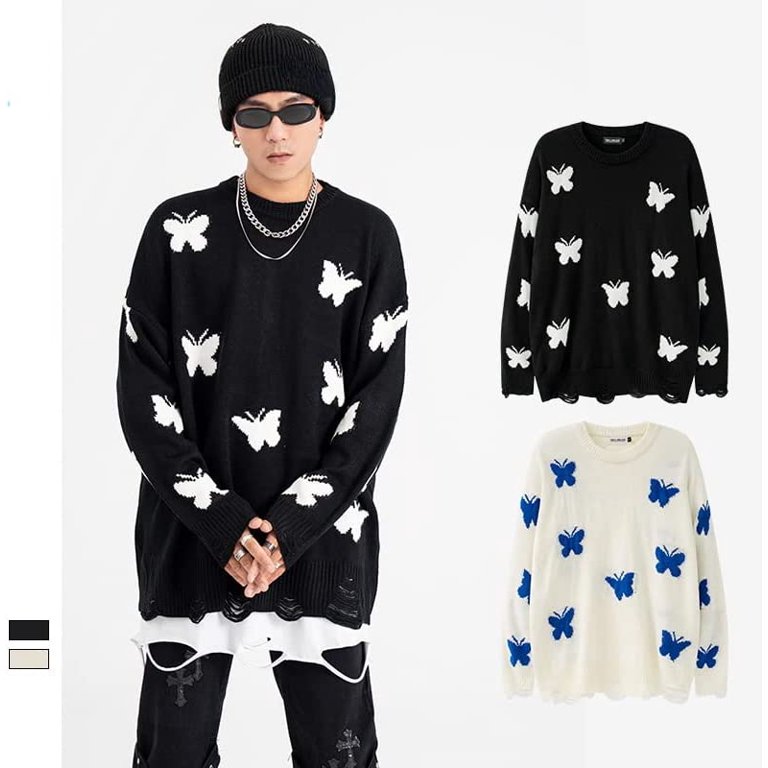 DanceeMangoos Y2K Hip Hop Oversized Sweater Fairy Grunge Butterfly Knitted Pullover  Gothic Aesthetic Punk Goth Tops Clothes - Walmart.com
