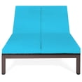 thumbnail image 4 of Topbuy Chaise Longue Inclinable de Patio en Rotin pour 2 Personnes avec Roues et Coussin Turquoise, 4 of 7