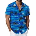 thumbnail image 2 of Viikei Men's Basic Short Sleeve Crew T-Shirt,Men's Hawaiian Shirt Short Sleeves Printed Summer Beach Shirts Blouse Shirt Blue XXXXL, 2 of 8