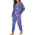 thumbnail image 2 of SCRAWLGOD Galaxy Star Pjs for Women Pj Set of 2 Piece Lounge Women Fall Pajamas Size S Crewneck Jogger Pajama Set for Women Travel Soft Women Sleepwear, 2 of 7