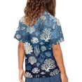 thumbnail image 2 of Binienty Shell Girls Beach Shirts Soft Girls Cuban Collar Dress Shirt Breathable Trendy Button Up Blouse Comfortable Youth Tropical Outfits, 2 of 7