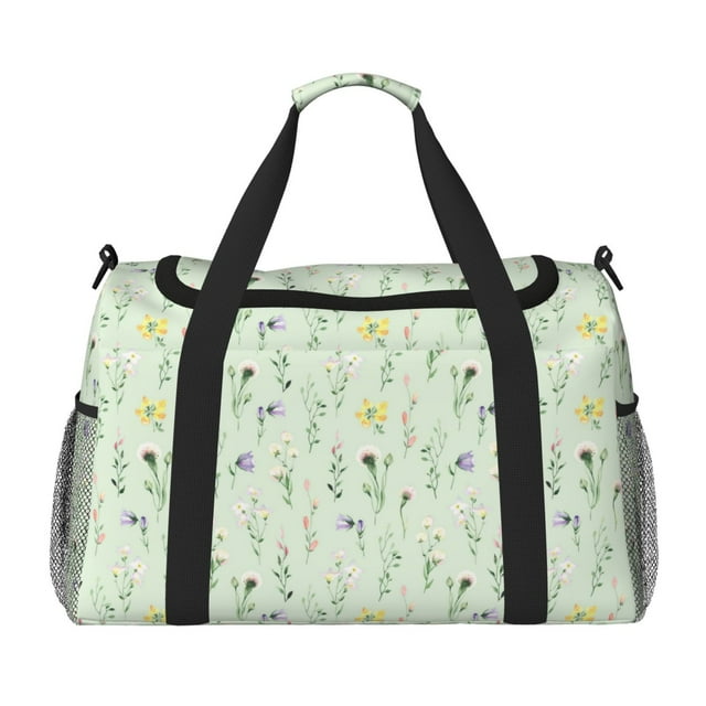 Balery Wildflower Watercolor 5 Bolsa de Gimnasio para Mujeres, Bolsa de Viaje con Bolsillo Húmedo, Bolsa de Fin de Semana para Mujeres, Bolsa de Viaje Resistente al Agua