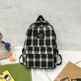 thumbnail image 2 of Fashion Aesthetic Backpacks Large Vintage Plaid Student Travel Rucksack (Black), 2 of 10