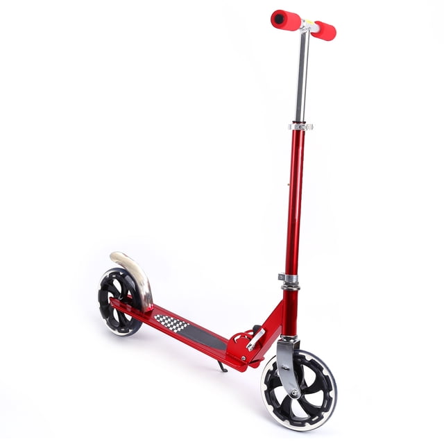 Scooter para adultos plegable rueda grande altura ajustable suspensión rojo oso de fresa