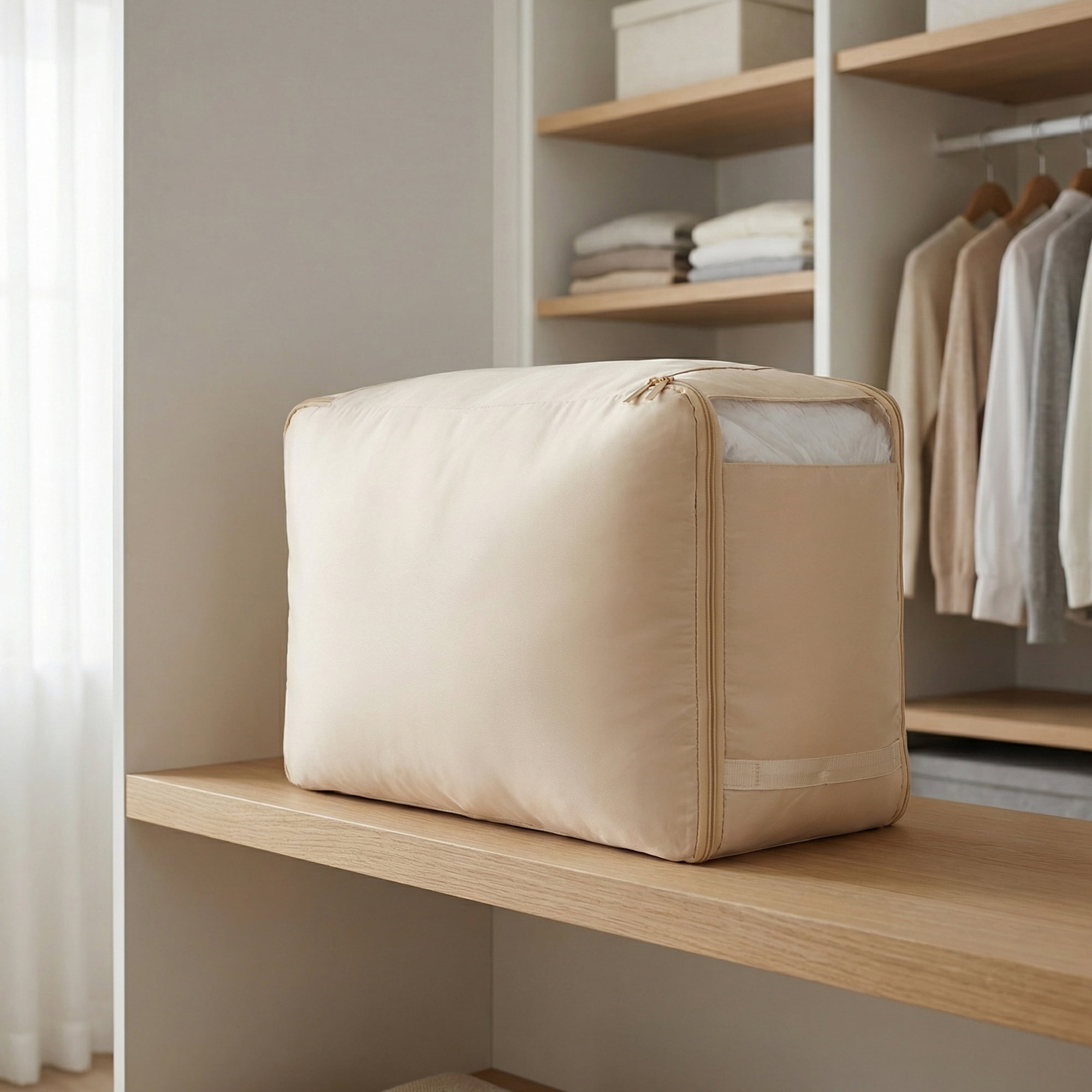 Unique Bargains Storage Bag for Organizing Closet with Handles Beige 20.5"x16.5"x19.7"