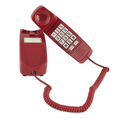 trimline corded phone - phones for seniors - phone for hearing impaired - crimson red - retro novelty telephone - an improved version of the princess phones in 1965 - style big