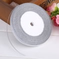 thumbnail image 2 of 25 yardas/rollo de cinta de satén de 7mm para decoración de fiesta, hogar, boda, envoltura de regalo (plata), 2 of 8