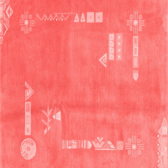 Ahgly Company Machine Washable Indoor Square Abstract Red Modern Area Rugs, 8' Square