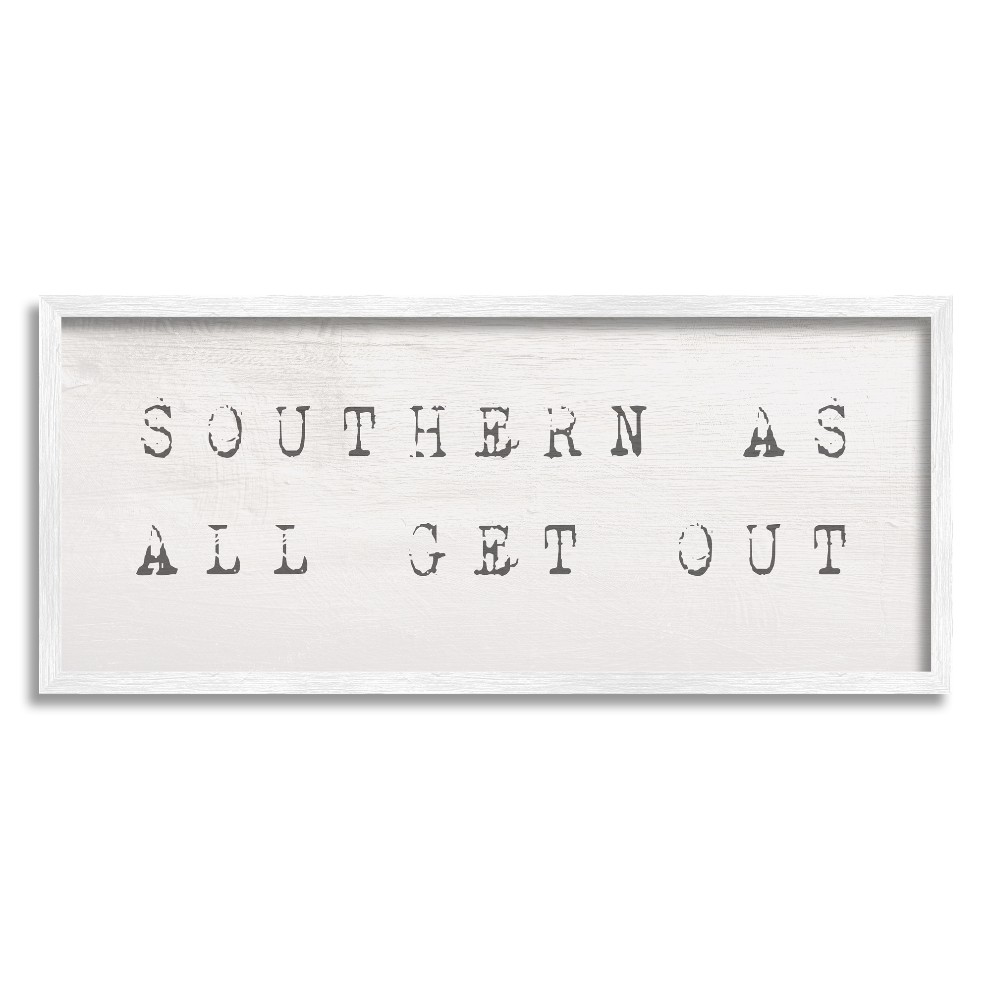 Stupell Industries Southern As All Get Out Slang Distressed Typography Typography Painting Black Framed Art Print Wall Art, 10 x 24