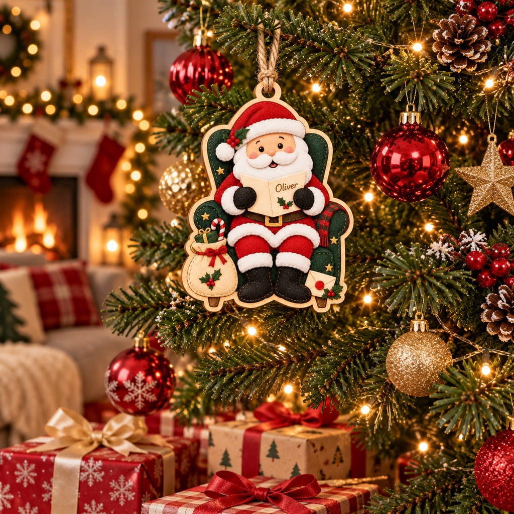 Personalized Santa Reading Letter Wooden Christmas Ornament - Walmart.com