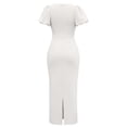 thumbnail image 7 of Brglopf Women's Puff Short Sleeve Bodycon Midi Dress Summer Elegant Formal Wedding Guest Cocktail Party Office Pencil Dresses, 7 of 7