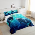 thumbnail image 2 of Erosebridal Manatee King Size Comforter Set for Manatee Lovers,3D Manatee Bedding Set,Sea Animal Duvet Insert,Underwater Marine Life Down Comforter Manatee Gifts,Blue 3 Piece, 2 of 5
