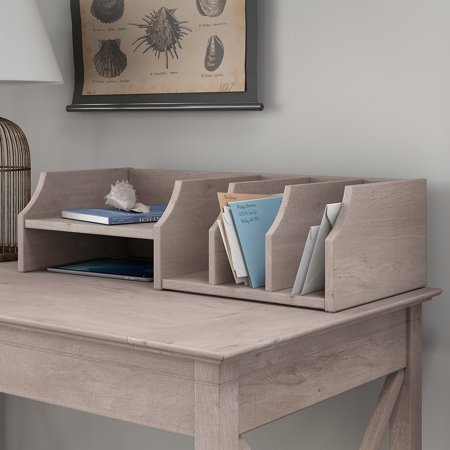 Bush Furniture Key West Desktop Organizer in Washed Gray