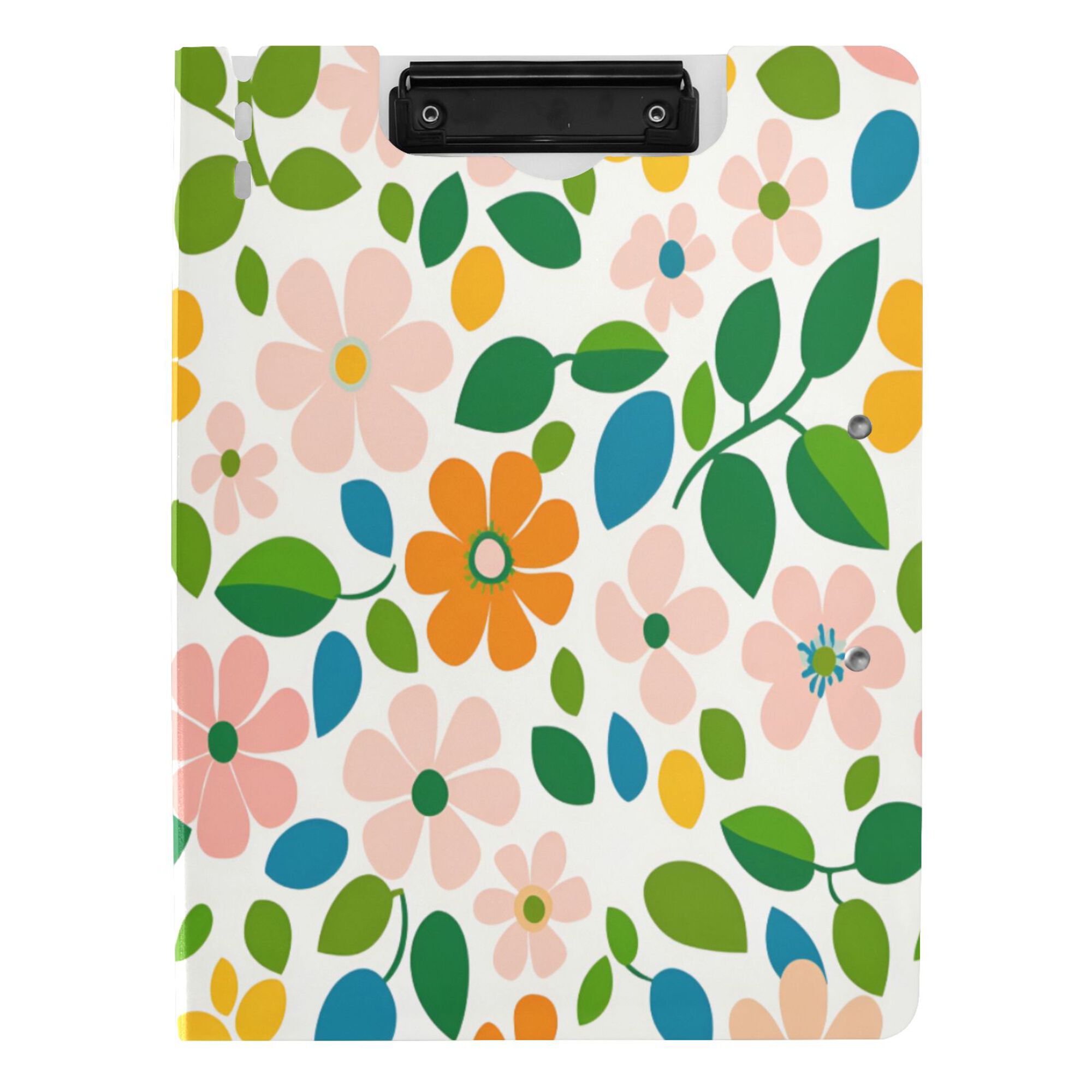 FORMRS A4 Clipboard Folder with Pen Holder Horizontal Foldable School Office Binder, Retro Orange Floral