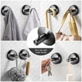 thumbnail image 5 of Suction Cup Hooks Shower Towel Holder Stainless Steel Vacuum Bathroom Shower Hook Suction Towel Rack Kitchen Organizer for Bathrobe Loofah Matte Black 2Pcs, 5 of 14