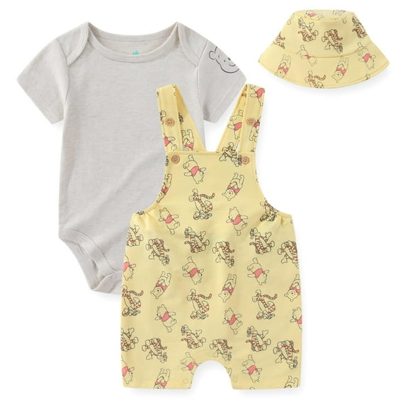 Disney Winnie the Pooh Baby Shortall Overall with Hat (Boys), 3-Piece Set, Sizes 6M-24M
