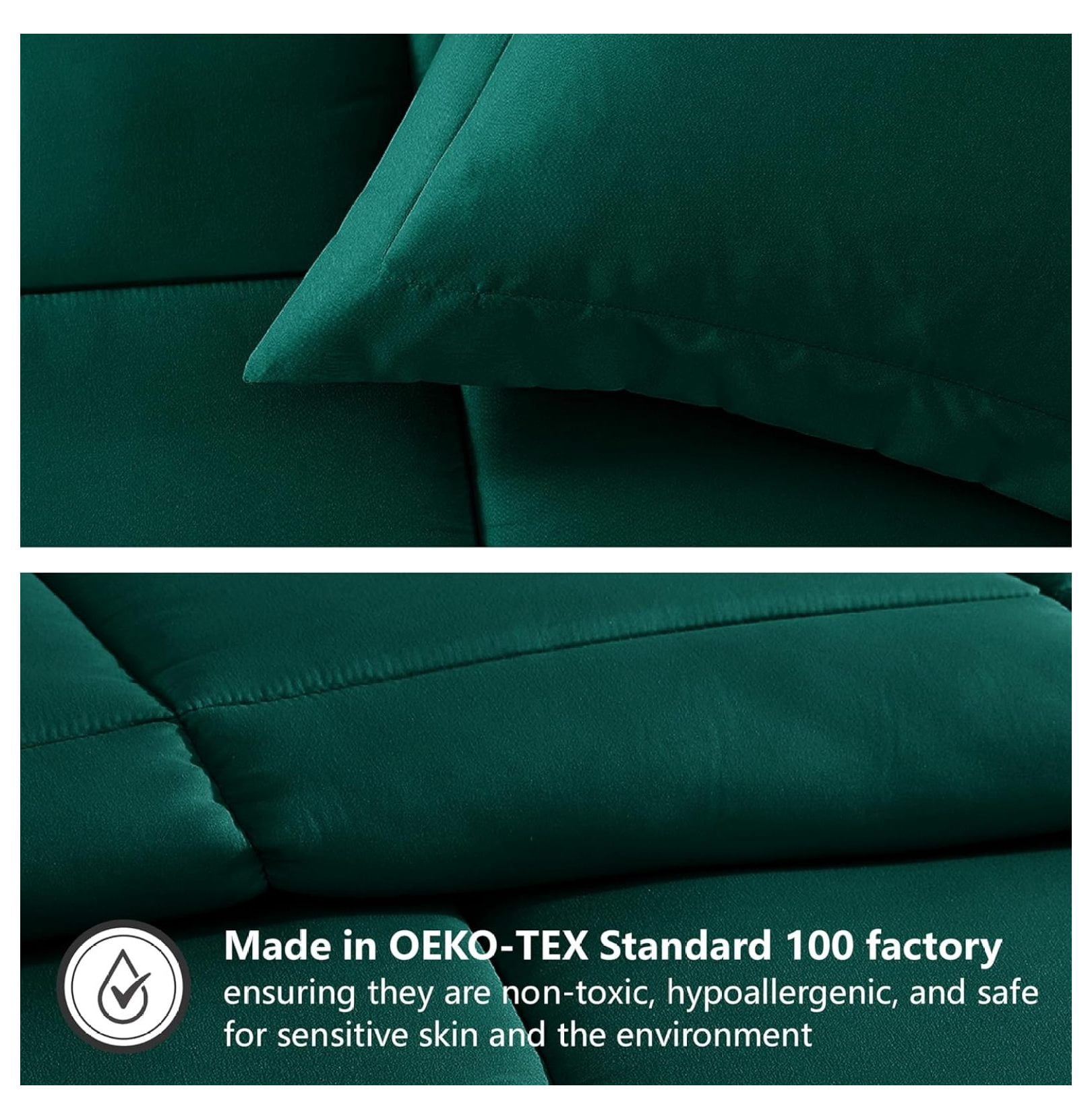 saney Comforter Set, Down Alternative Ultra Soft Microfiber, 3 Pieces with 1 Comforter and 2 Pillow Shams, Oeko-Tex Comforter for Full and Queen size Bed, Dark Green Comforters