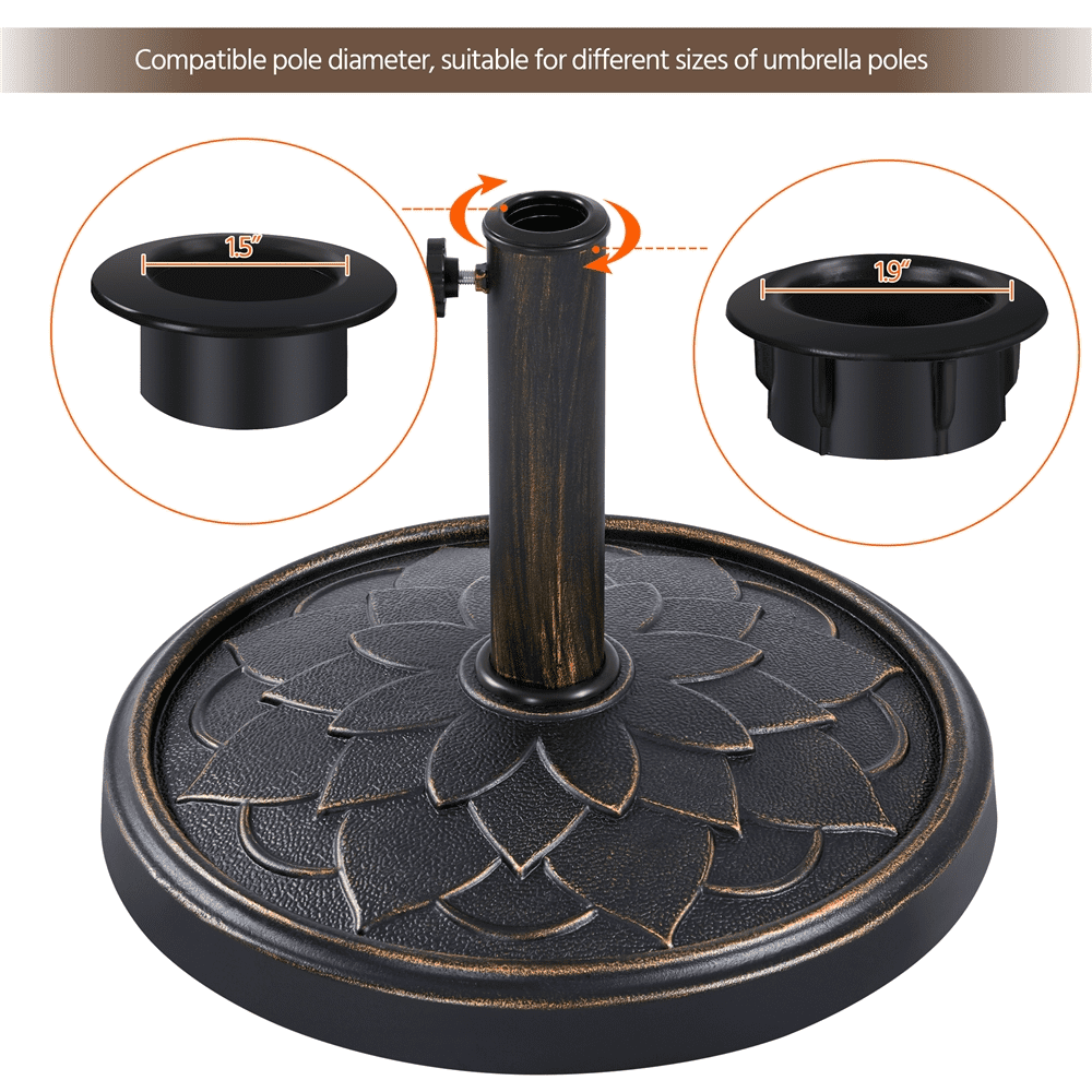 Renwick Iron Market Patio Umbrella Base with Flower Petal Pattern Bronze