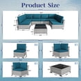 thumbnail image 3 of KIGOTY 7 Piece Outdoor Patio Furniture, Wicker Rattan Outdoor Conversation Set Sectional Sofas for Backyard, Garden, Gray-White Peacock Blue, 3 of 9