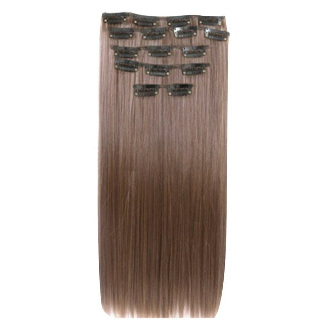 16 Pcs Perruque Naturelle Extensible 60cm Perruque clip Synthétique Extensions Perruque