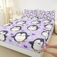 thumbnail image 3 of Manfei Cute Penguin Print Twin Sheet Sets, Kawaii Cartoon Love Heart Twin Fitted Sheet, Teen Boy Girl Kid Flat Sheet, Ultra Soft Home Decor, 3pcs, 3 of 7