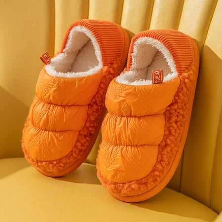 

PIKADINGNIS Winter Slippers Women Thick Sole 3cm Water Proof Snow Boots Thick Warm Plush Non-slip Ladies Fluffy Slides Couple Men Shoes