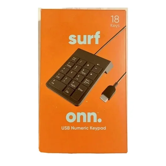 VIGOR- Onn Surf Black 18 Keys Pc And Mac Compatible Attached Cable Usb Numeric Keypad