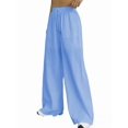 thumbnail image 4 of Women Wide Leg Linen Pants, High Waisted Summer Casual Cotton Linen Palazzo Pants with Pockets XXXL, 4 of 6
