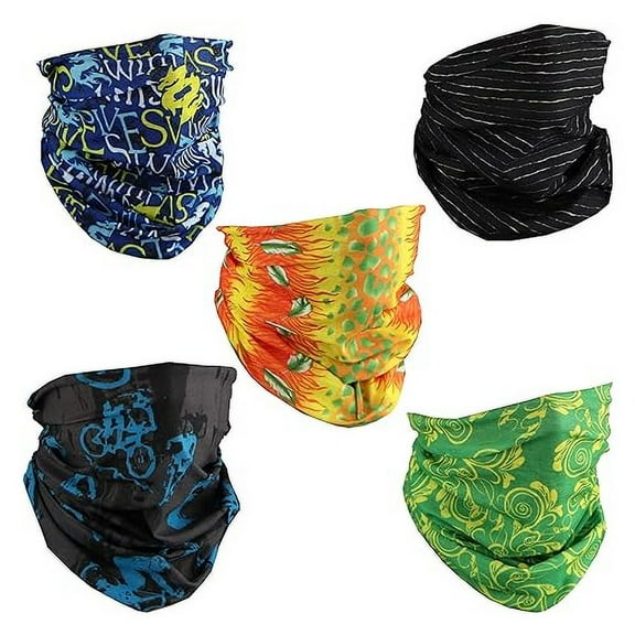 Motique Accessories Set of 5 Neck Gaiters Tube Face Scarves Balaclavas