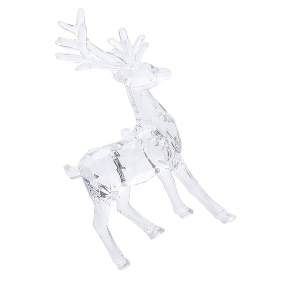 WHAMVOX 6.3 Inch Clear Acrylic Reindeer Figurine Christmas Tabletop Decoration Versatile Elk Ornament for Holiday Home and Office Decor