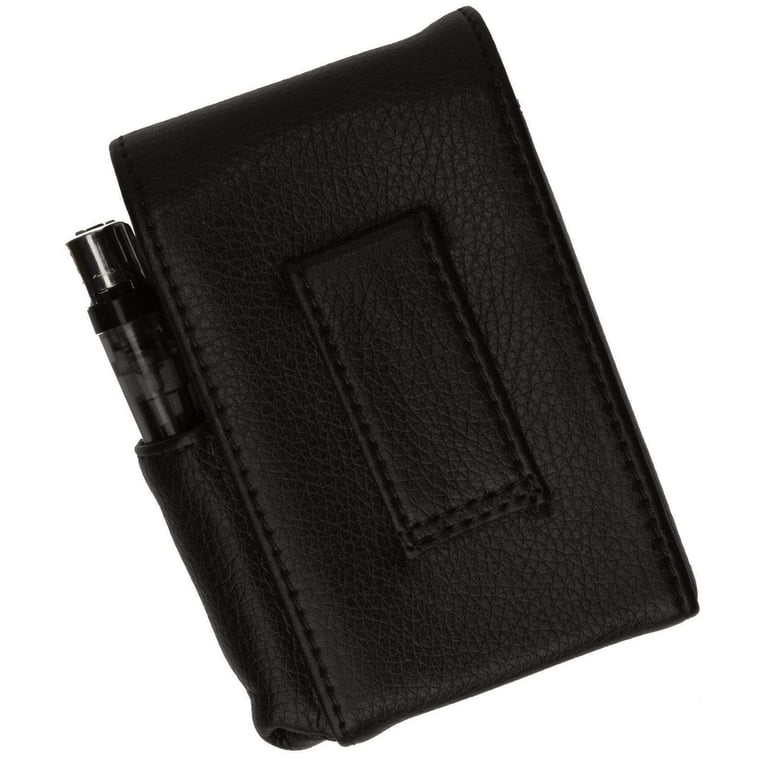 Stainless steel + BLACK Faux Leather Cigarette Case Holder Pocket Box - 8104