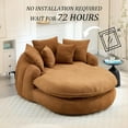 thumbnail image 6 of AENKYO Oversized Chenille Bean Bag Sofa with 5 Pillows, Oval Lazy Floor Sofa with Wraparound Backrest for Adults-Brown, 6 of 7
