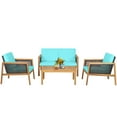 thumbnail image 3 of Patiojoy 8-Piece Patio Acacia Wood Furniture Set Outdoor PE Rattan Conversation Set with Removable Cushions Turquoise, 3 of 8