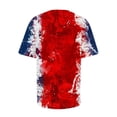 thumbnail image 4 of Hauts d'Été Grande Taille pour Femmes T-Shirts Décontractés Col Rond Manches Courtes Imprimé Drapeau Ajusté Basique Blouses Col en V T-Shirt Femmes en Liquidation, 4 of 6