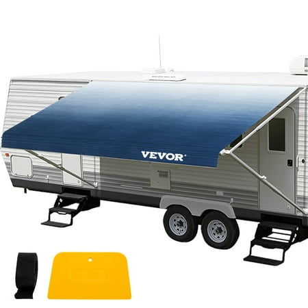VEVOR RV Awning, Awning Replacement Fabric 16 ft (Fabric 15'2"), Slate Blue RV Awning Replacement, 15oz Vinyl Material Replacement Awning, Sun Shade And Waterproof Camper Awning Replacement Fabric