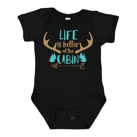 

Inktastic Life is Better at the Cabin Deer Antlers Camping Gift Baby Boy or Baby Girl Bodysuit