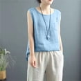 thumbnail image 2 of JFGHDG Linen Tank Tops for Women Summer Gauze Comfy Sleeveless Cotton Linen Shirts Loose Lightweight Casual Camisole Blue 4XL, 2 of 7