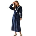 thumbnail image 4 of SWSMCLT Women's Long Sleeve Robe Warm House Medium Sleepwear Pjs Fleece Thick Spring Oversized Loose Comfy Navy Medium, 4 of 5