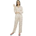 thumbnail image 3 of Bimba Off-White Printed Shirt With Elastic Waist Pajama Pant Night Wear Set-4, 3 of 5