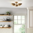 thumbnail image 2 of Nathan James Argo Semi Mount Flush Ceiling Light, 3-Lights Modern Retro Lighting with Black Rounded Shades for Hallway, Dining Room and Bedroom, Vintaged Brass, 2 of 7