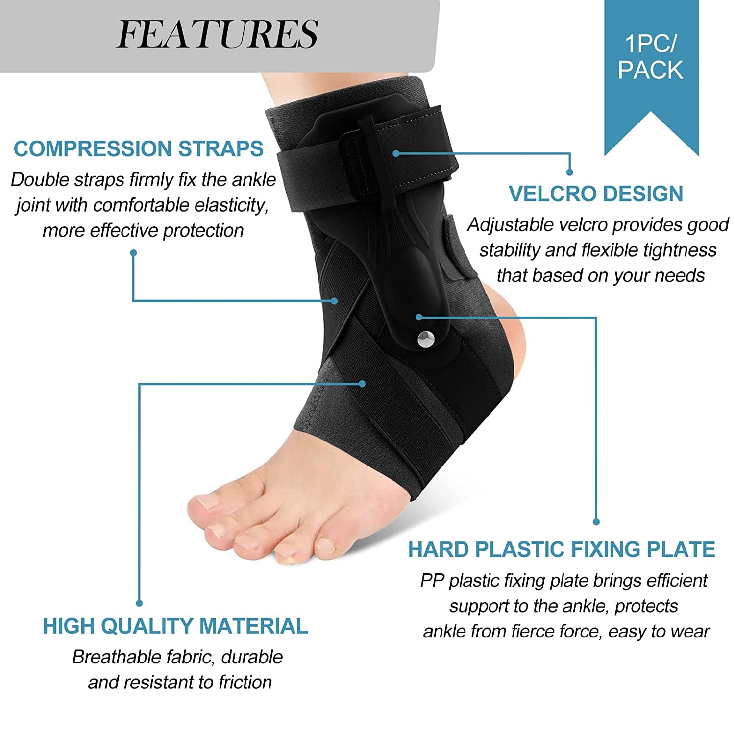 Ankle Support Brace for Ankle Sprains for Men Women, Sprained Brace for Basketball Soccer Volleyball-S